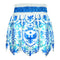 TUFF Muay Thai Boxing Shorts Gladiator Blue & White Classic Victorian Pattern