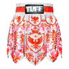 TUFF Muay Thai Boxing Shorts Gladiator Red & White Classic Victorian Pattern