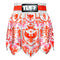 TUFF Muay Thai Boxing Shorts Gladiator Red & White Classic Victorian Pattern