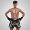 TUFF Muay Thai Boxing Shorts New Retro Style "Black Twin Tiger With Gold Text"