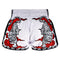 TUFF Muay Thai Boxing Shorts White Retro Style Double Tiger With Red Text